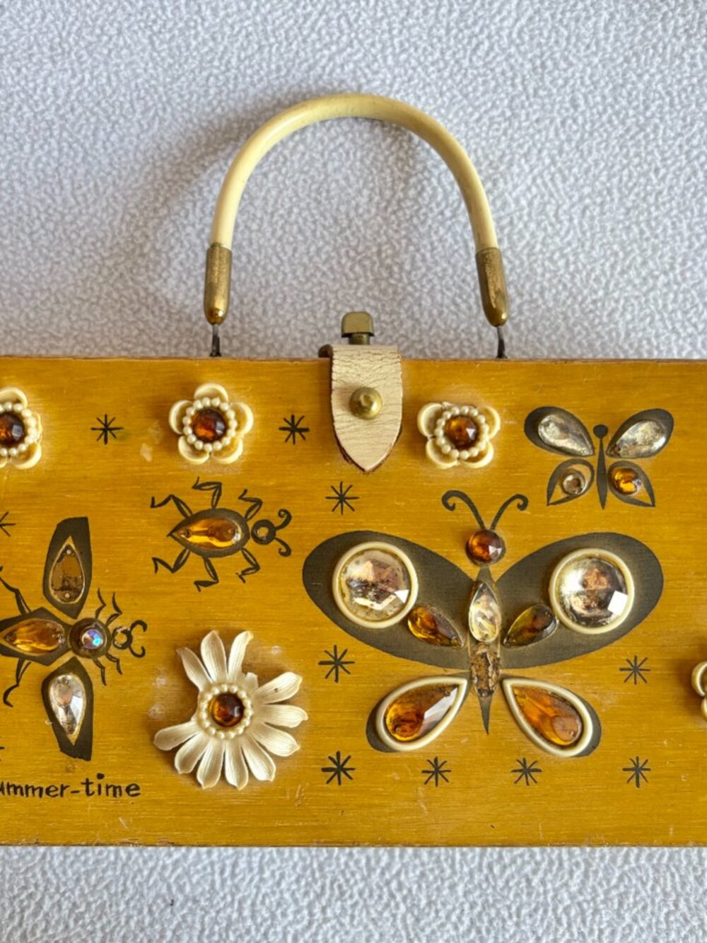 Vintage Enid Collins Summer-Time Beaded Wooden Box Handbag Purse - Picture 2 of 16